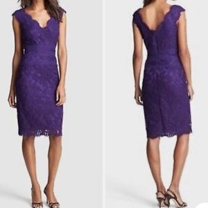 Tadashi Shoji Purple Scalloped Lace Dress Sz 8